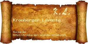 Kronberger Levente névjegykártya